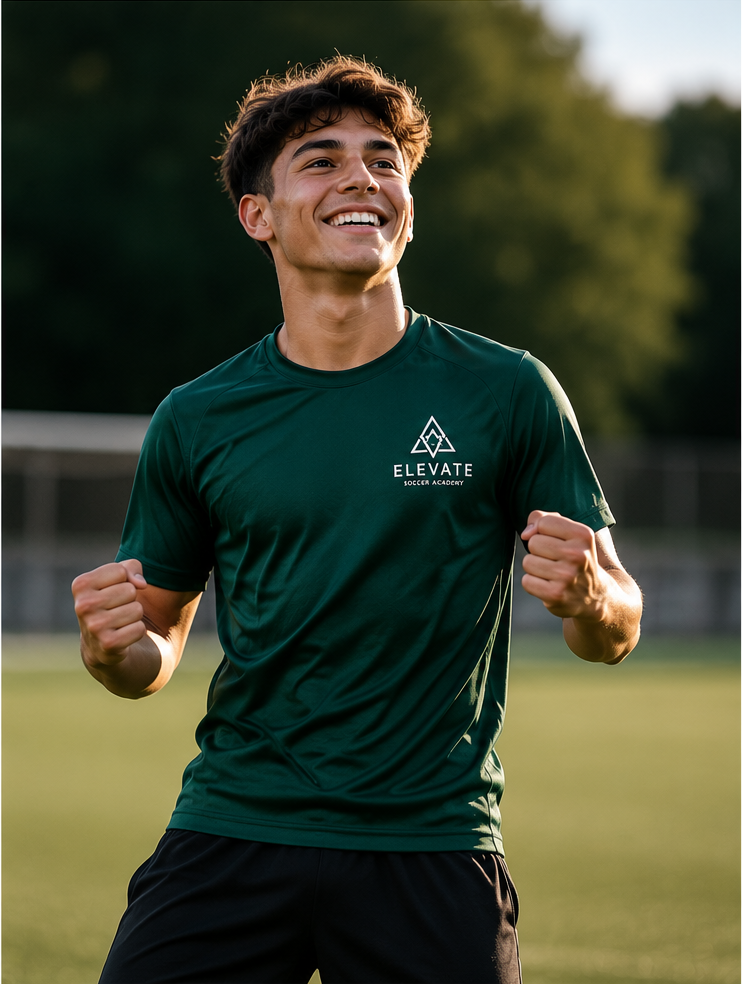 Confident soccer player after completing a successful training session