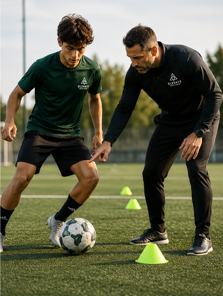 Soccer player working on technical skills during a focused training session